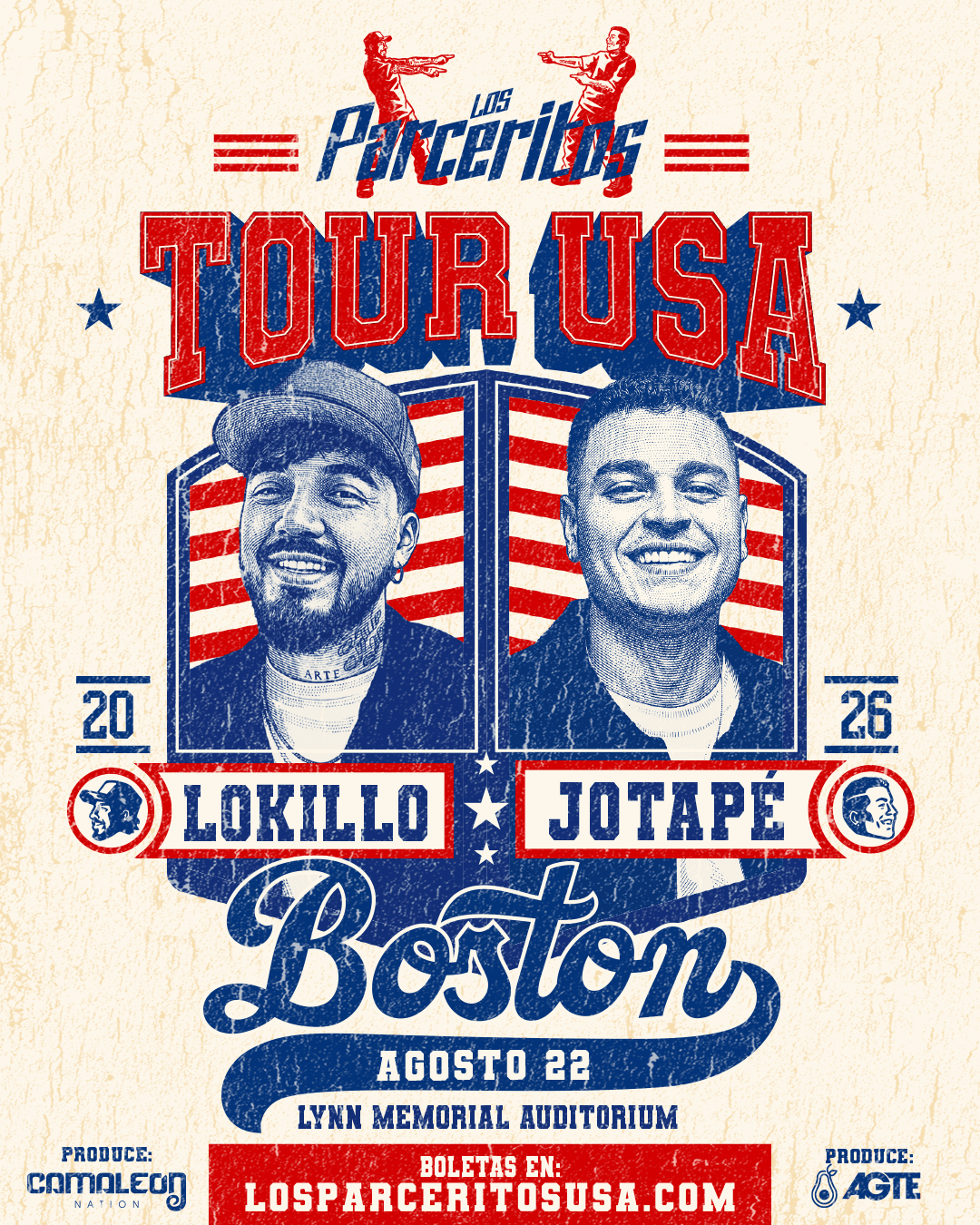 Afiche del show en Boston — Lynn Memorial Auditorium, 22 AGO 2026